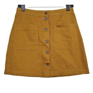 Old Navy Brown Mini Skirt NEW Button Front Women Size 4 Pockets Cotton Casual